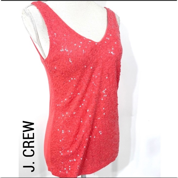 J.Crew Sleeveless coral sequin tank top - Picture 1 of 14